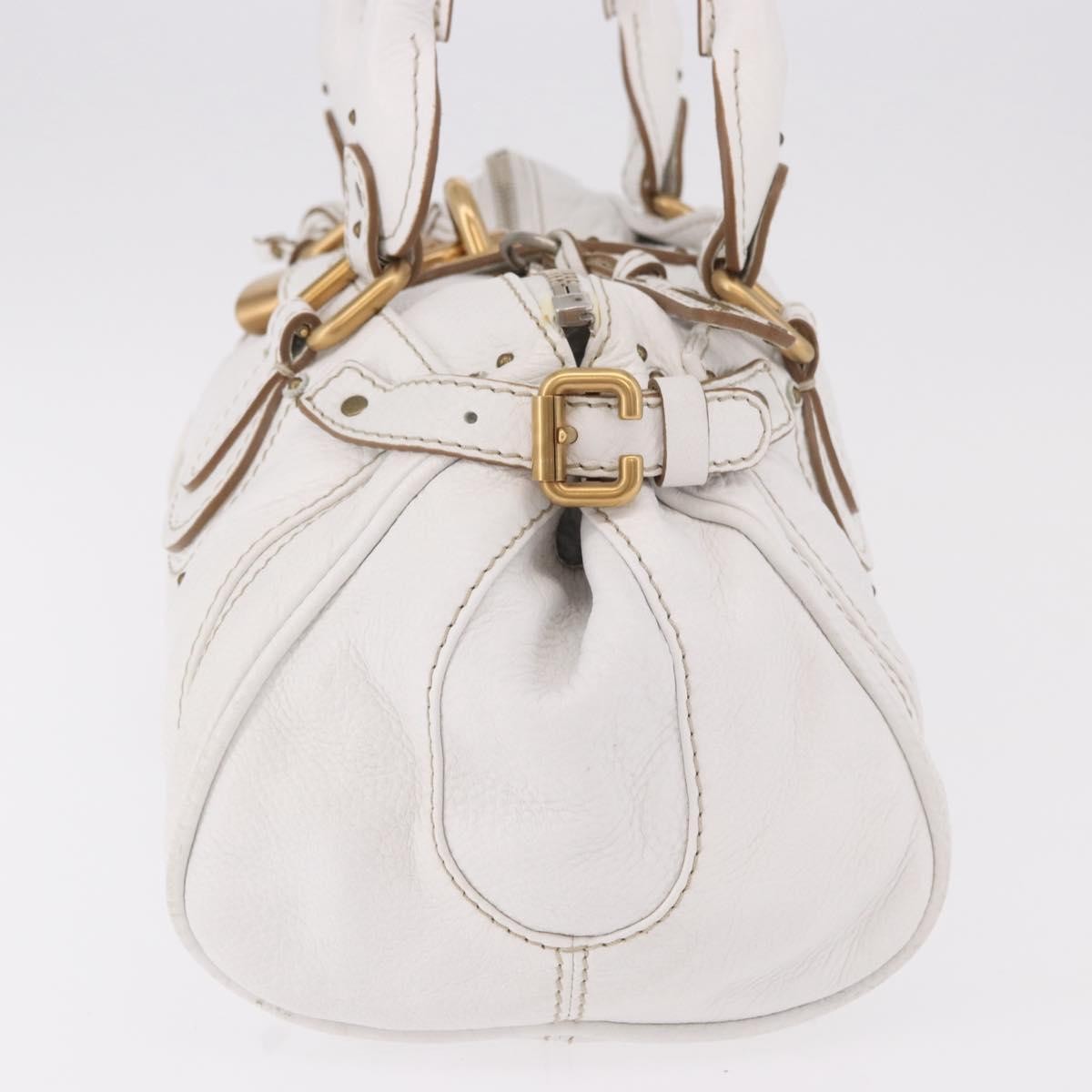 Chloe Paddington Lock Leather White Leather Handbag (Pre-Owned)