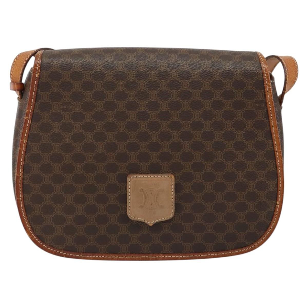 Celine Macadam Shoulder Pvc Leather Brown Canvas Shoulder Bag Bag (Pre-Owned)