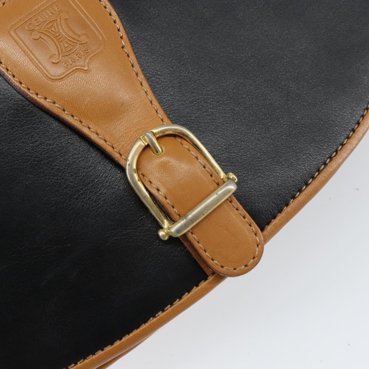 Celine Vintage Leather Black Leather Shoulder Bag Bag (Pre-Owned)