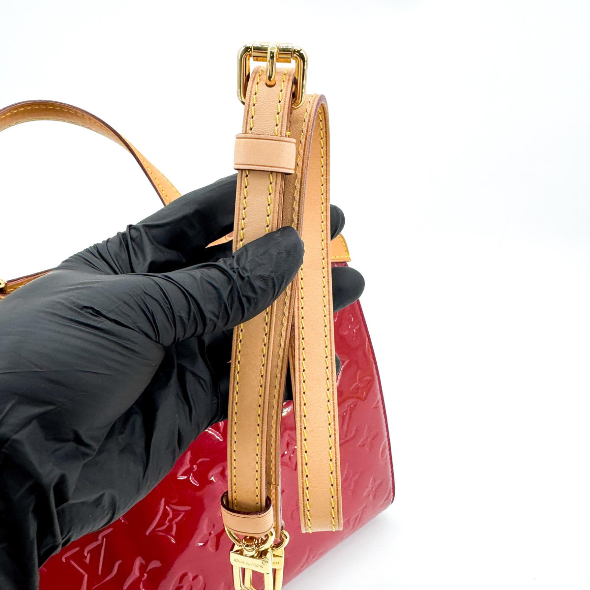 Louis Vuitton Sherwood Monogram Vernis Beige Patent_Leather Handbag (Pre-Owned)