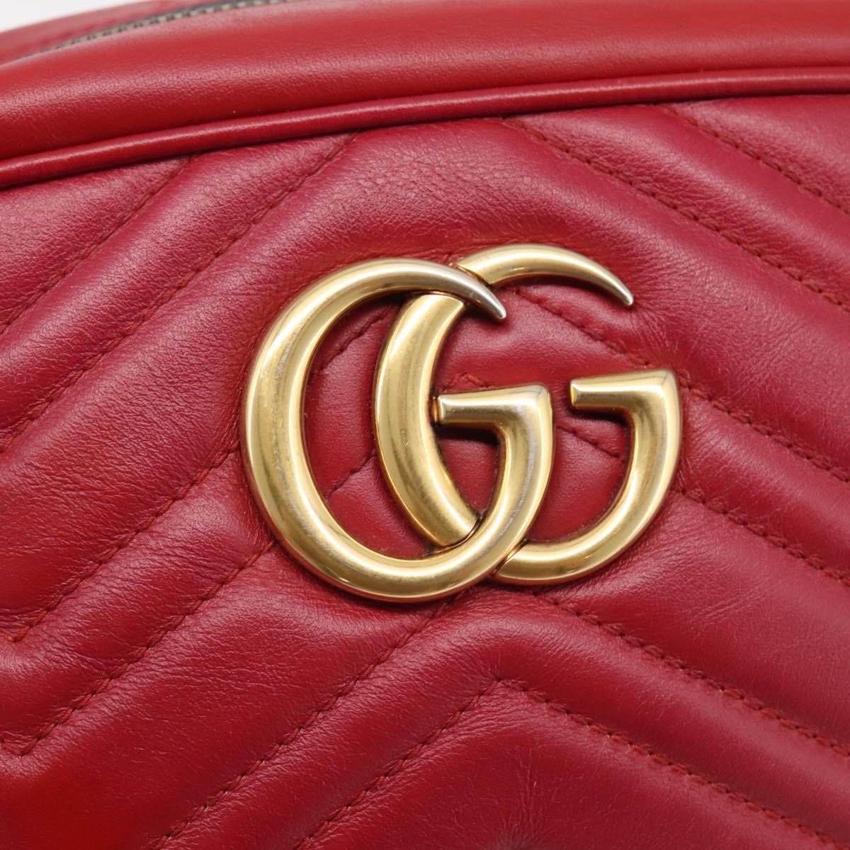 Gucci Gg Marmont Matelasse Leather Red Leather Shoulder Bag Bag (Pre-Owned)