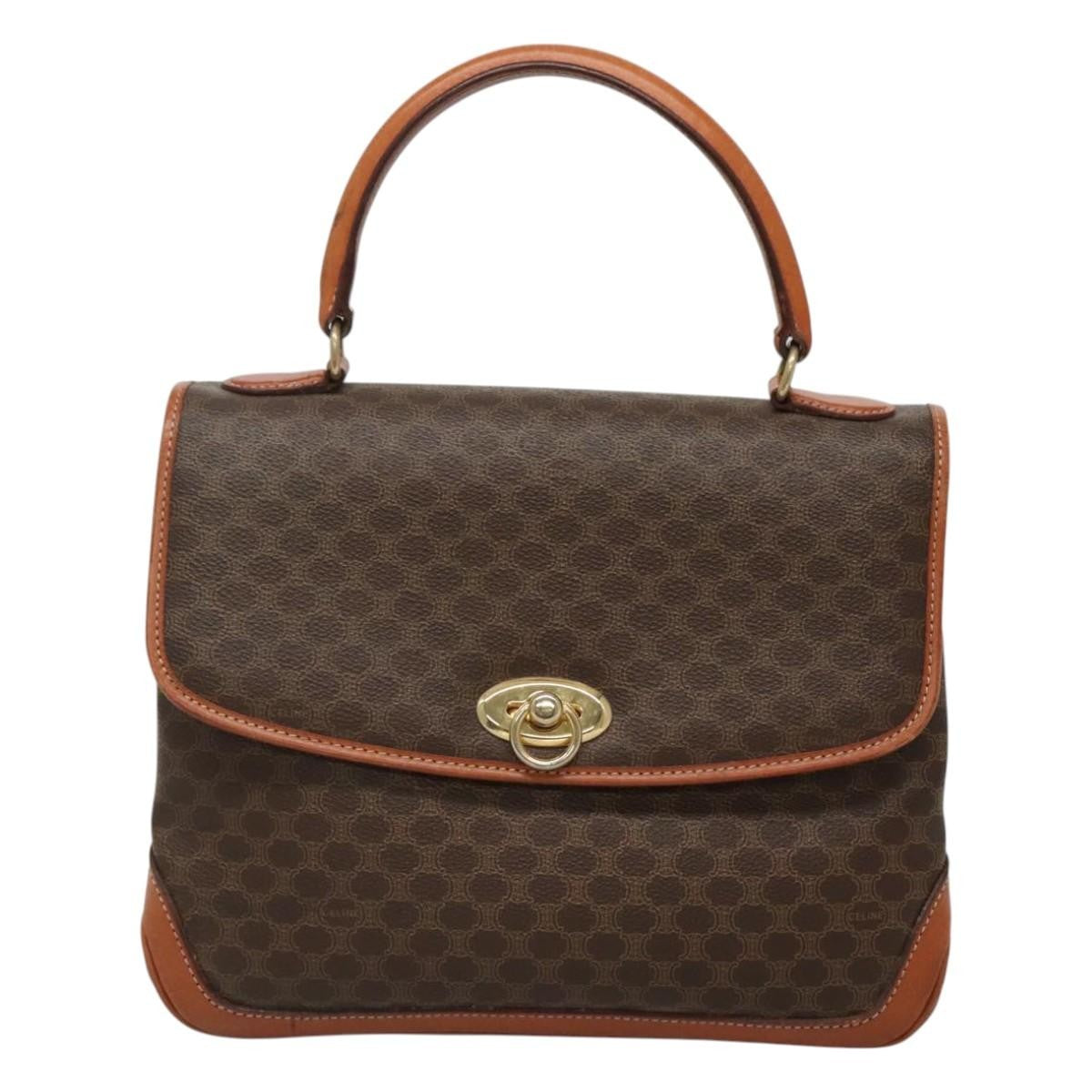 Celine Vintage Macadam Canvas Brown Canvas Handbag (Pre-Owned)