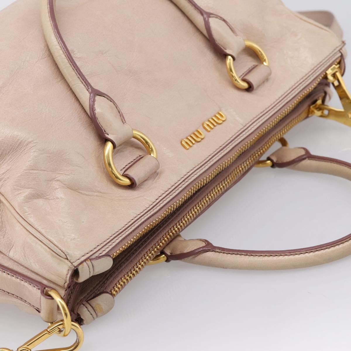 Miu Miu Vitello Lux Ring Satchel Leather Pink Leather Handbag (Pre-Owned)