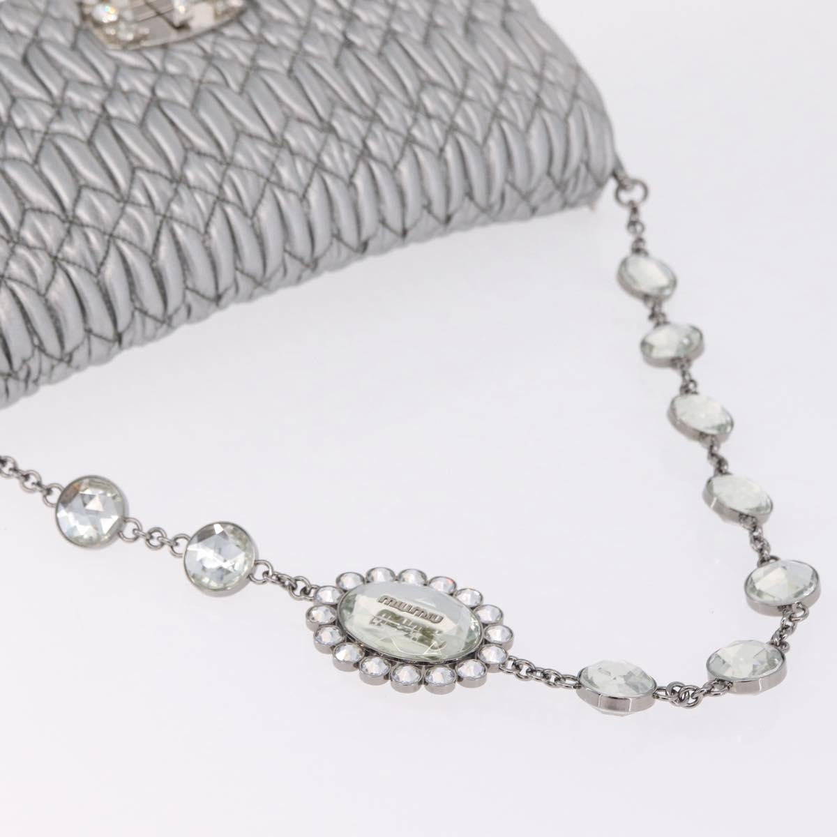 Miu Miu Crystal Clutch Matelasse Leather Silver Leather Clutche & Pouche Bag (Pre-Owned)