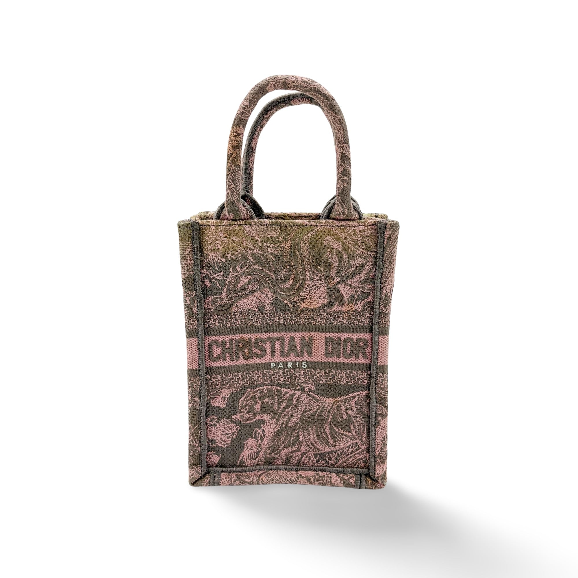 Christian Dior Book Embroidered Canvas Pink Canvas Tote Bag Bag (Pre-Owned)