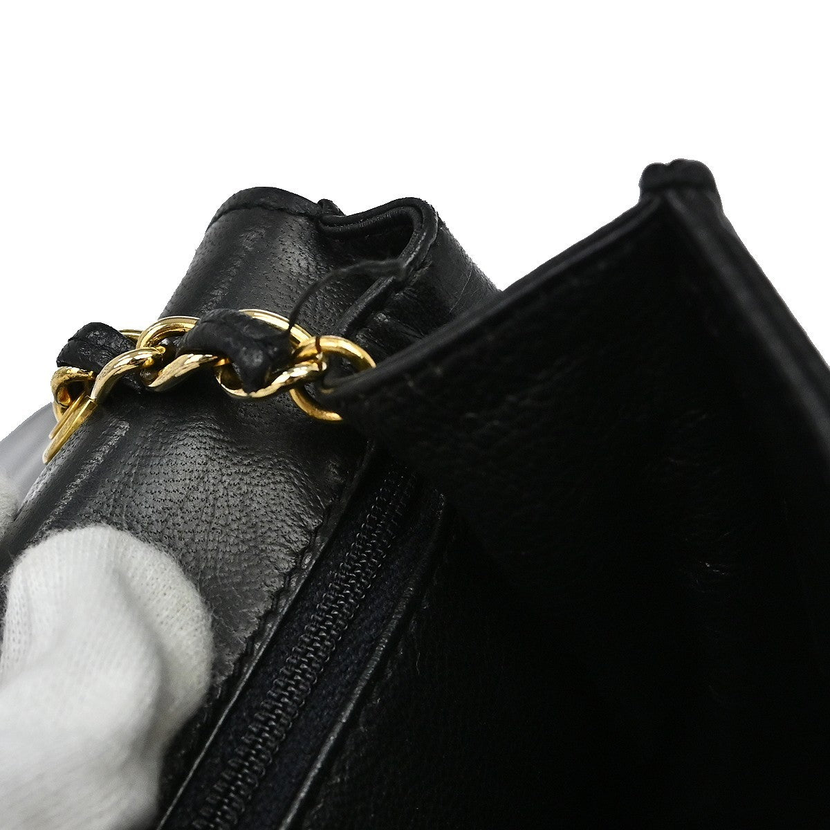 Chanel Vintage Cc Full Flap Quilted Lambskin Black Leather Shoulder Bag Bag (Pre-Owned)
