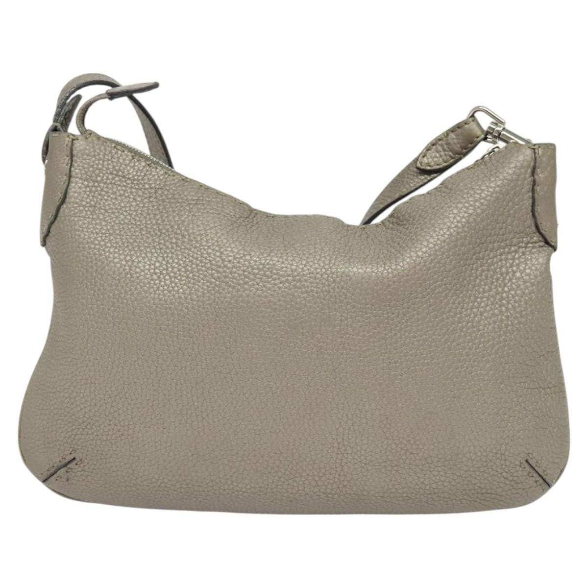 Fendi Selleria Leather Gray Leather Shoulder Bag Bag (Pre-Owned)