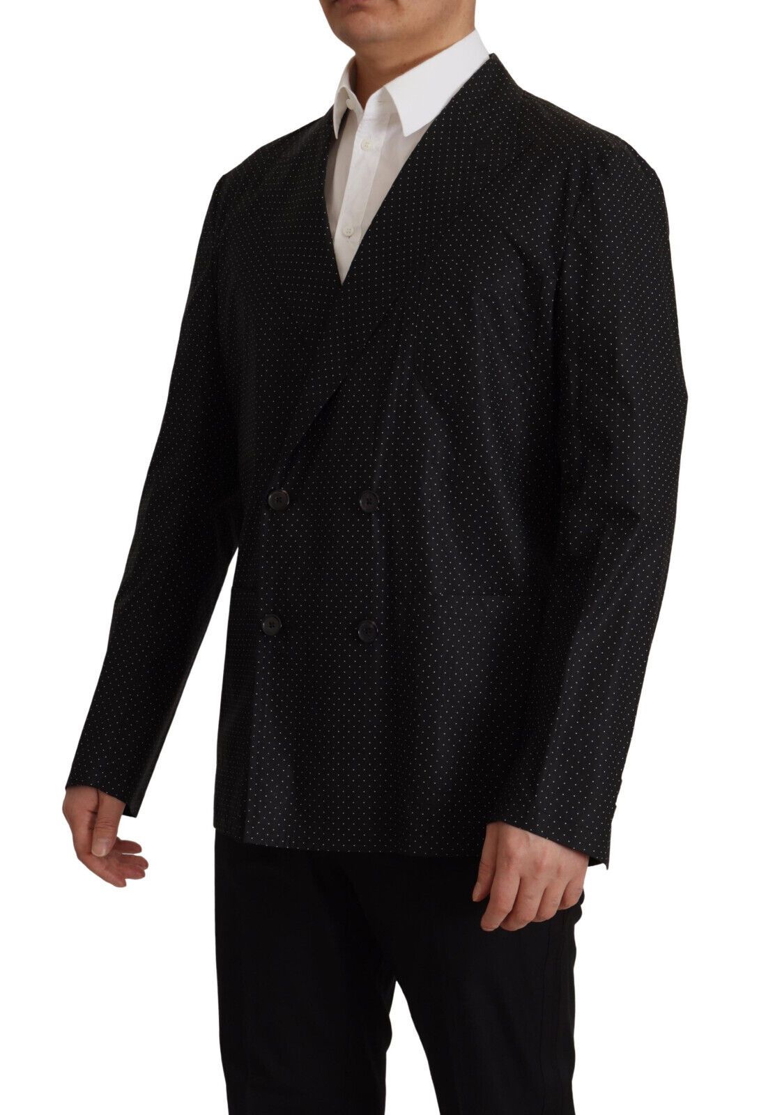 Dolce & Gabbana Black Polka Dotted Cotton Blazer Men's Jacket