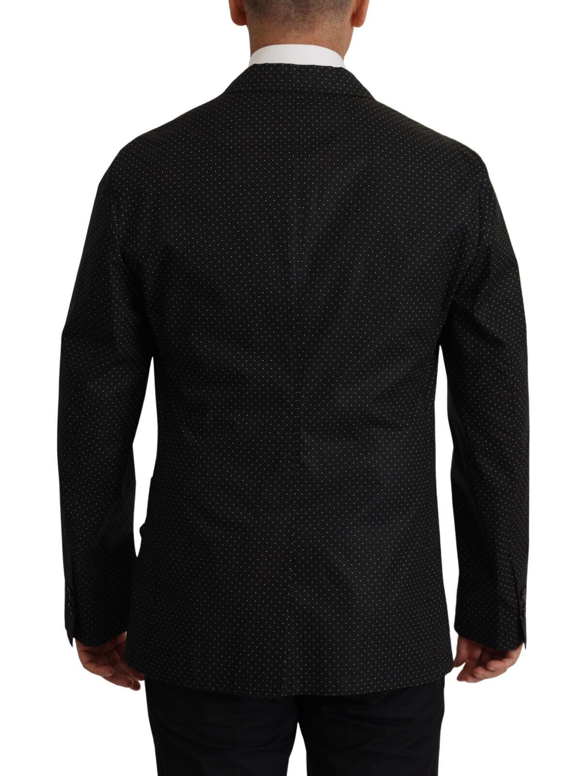 Dolce & Gabbana Black Polka Dotted Cotton Blazer Men's Jacket
