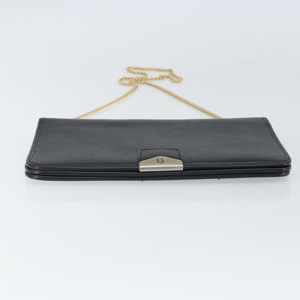 Christian Dior Vintage Chain Flap Leather Black Leather Shoulder Bag Bag (Pre-Owned)