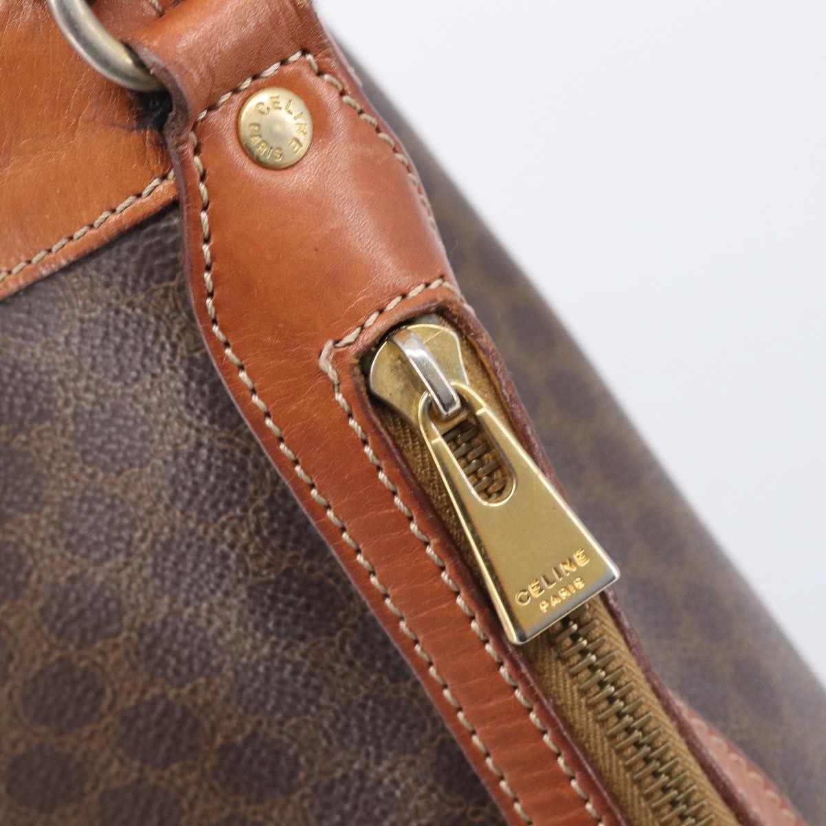 Celine Macadam Shoulder Leather Brown Canvas Crossbody Bag Bag (Pre-Owned)