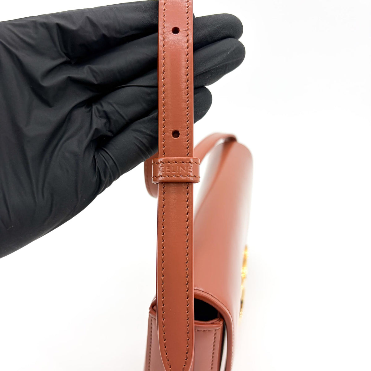 Celine Triomphe East-West Smooth Calfskin Brown Leather Shoulder Bag Bag (Pre-Owned)