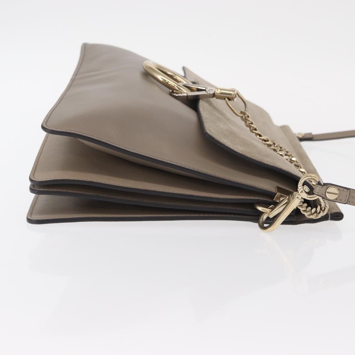 Chloe Faye Leather And Suede Beige Suede Shoulder Bag Bag (Pre-Owned)