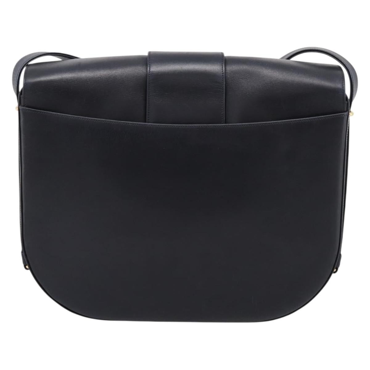 Cartier Sapphire Line Leather Black Leather Shoulder Bag Bag (Pre-Owned)