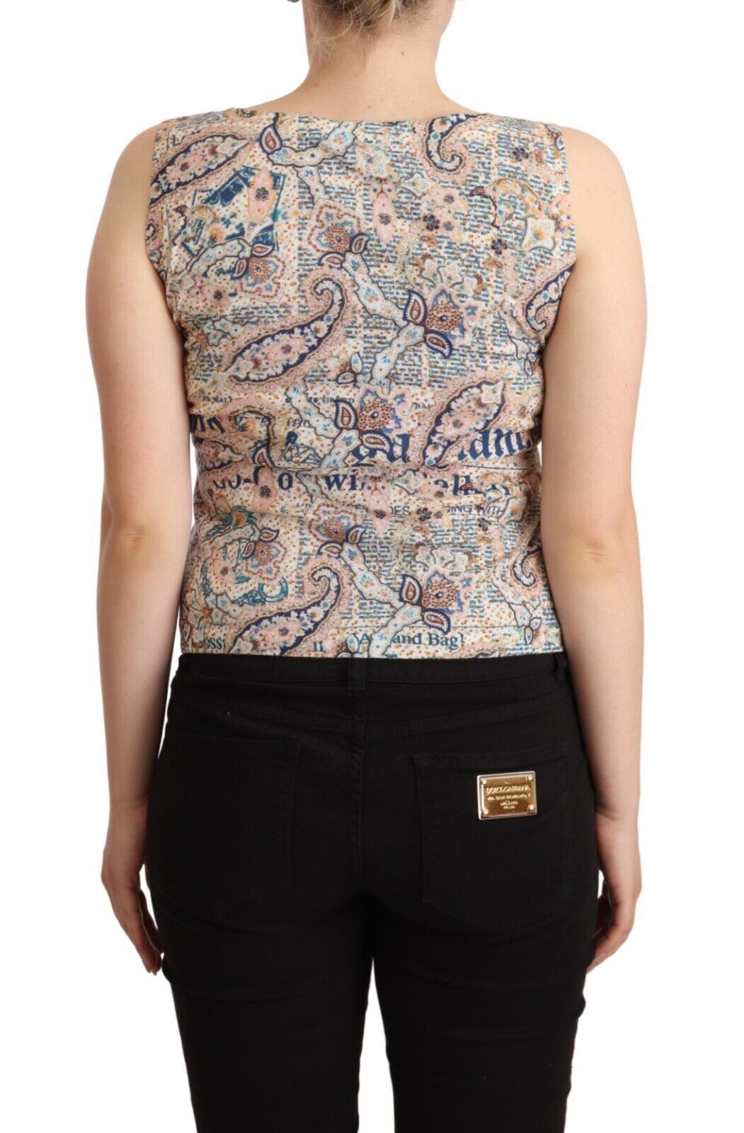 John Galliano Multicolor Cotton Sleeveless V-neck Tank Women's Top