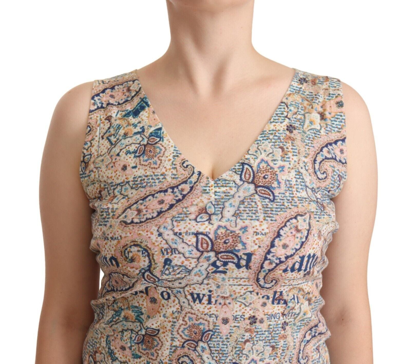 John Galliano Multicolor Cotton Sleeveless V-neck Tank Women's Top