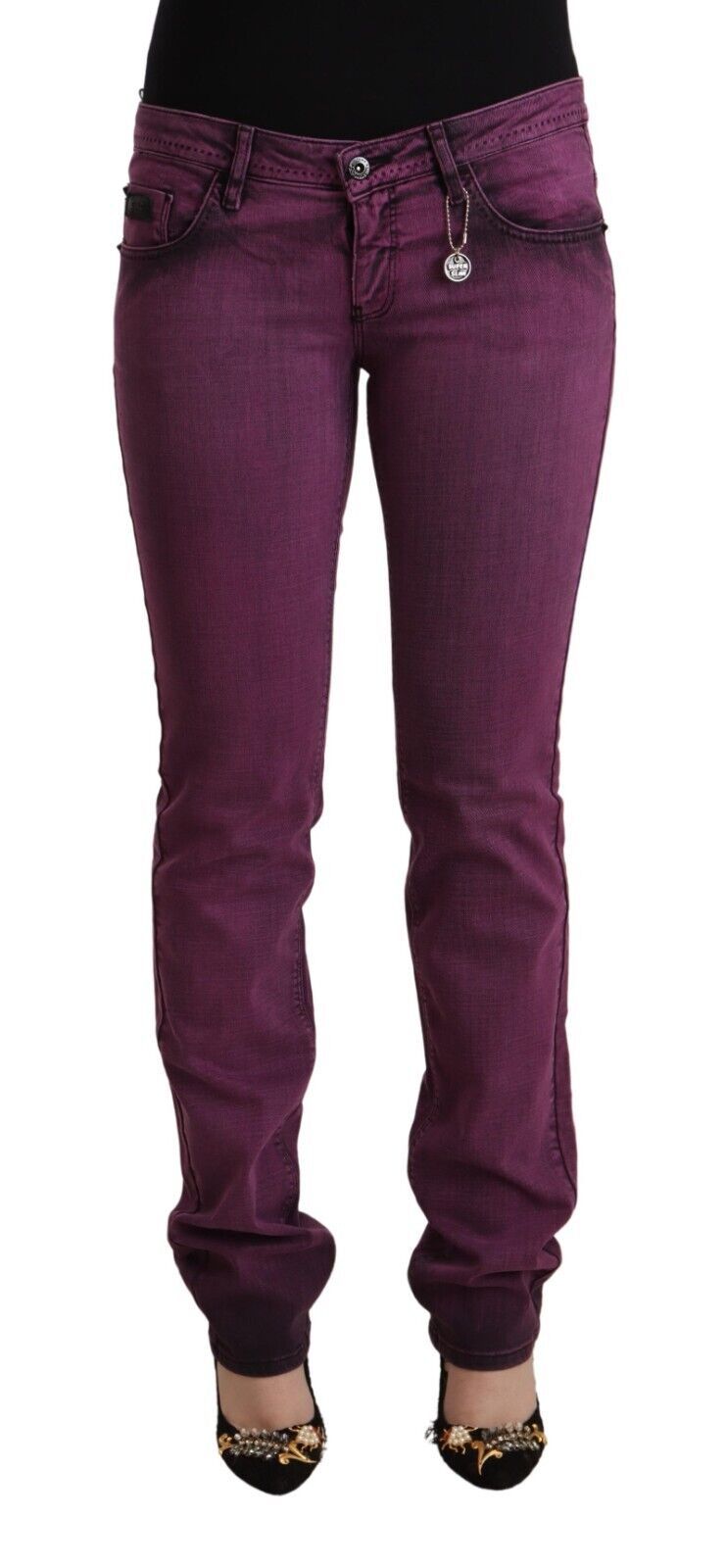 Costume National Purple Cotton Stretch Slim Fit Denim Women's Jeans