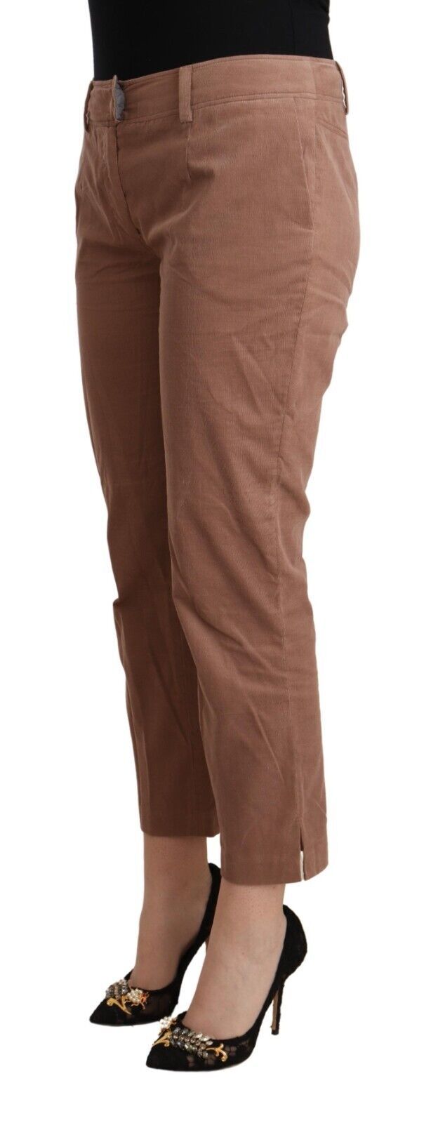 Costume National Brown Cotton Tapered Cropped Women's Pants