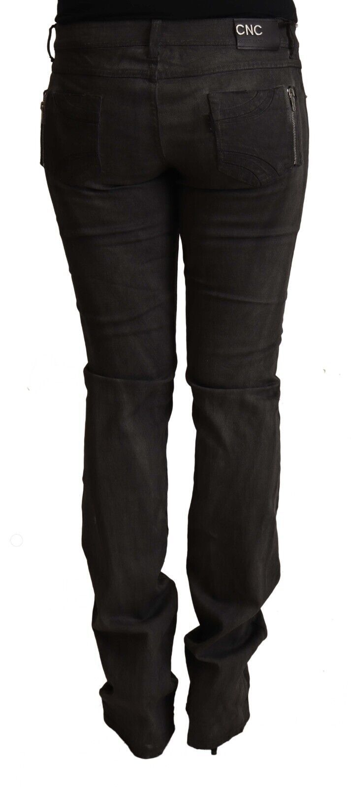 Costume National Black Cotton Mid Waist Skinny Women's Pants