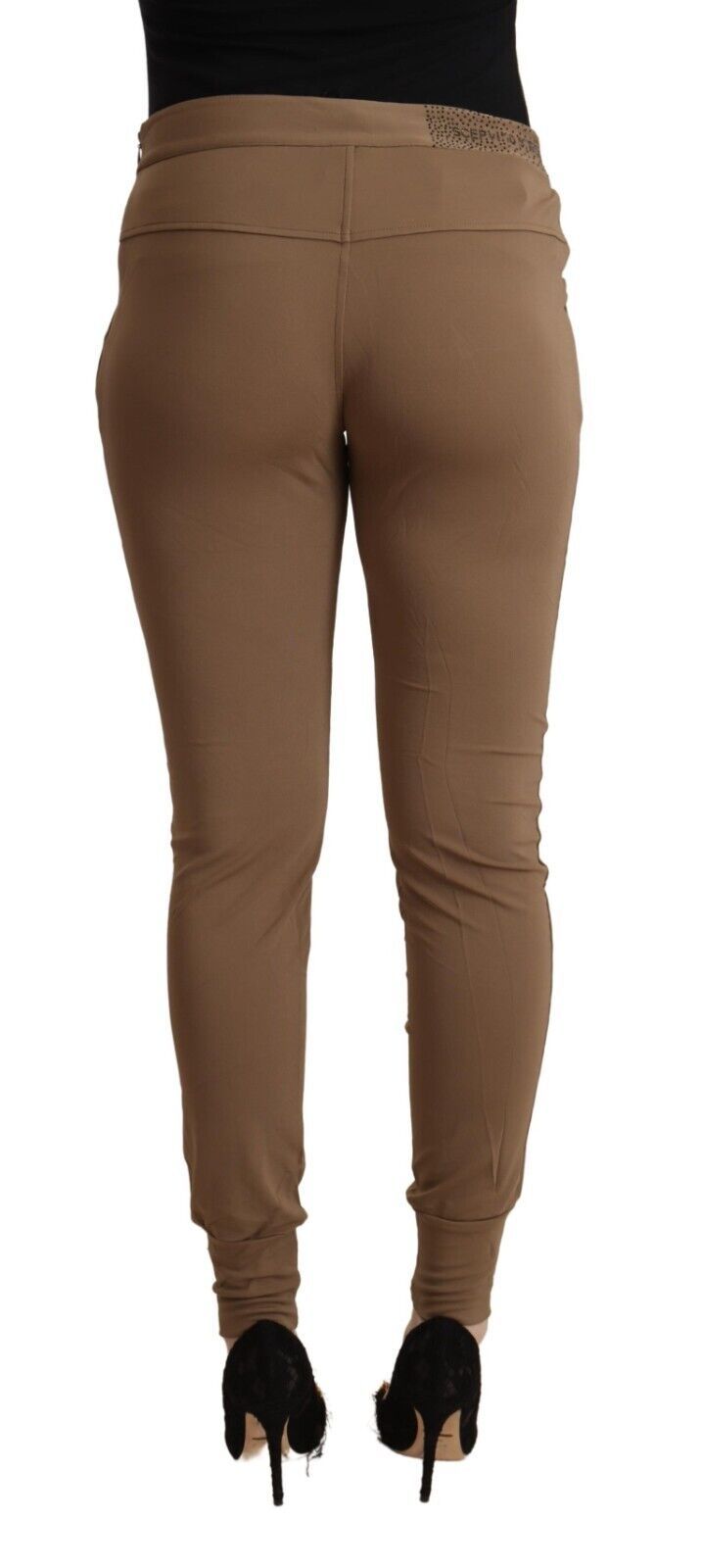 Scervino Street Brown Viscose Mid Waist Slim Tapered Women's Pants