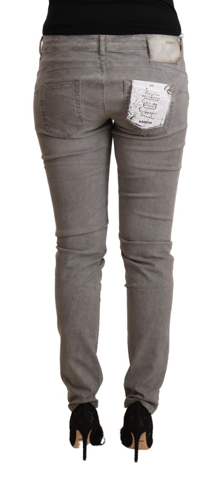 Acht Light Gray Washed Cotton Slim Fit Denim Women's Jeans