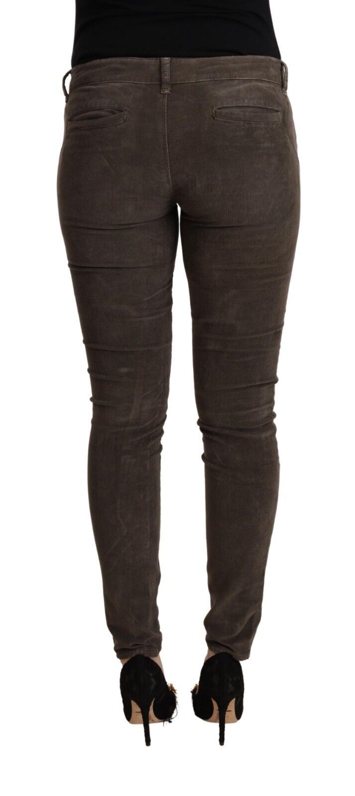 Acht Brown Cotton Slim Fit Denim Low Waist Women's Jeans