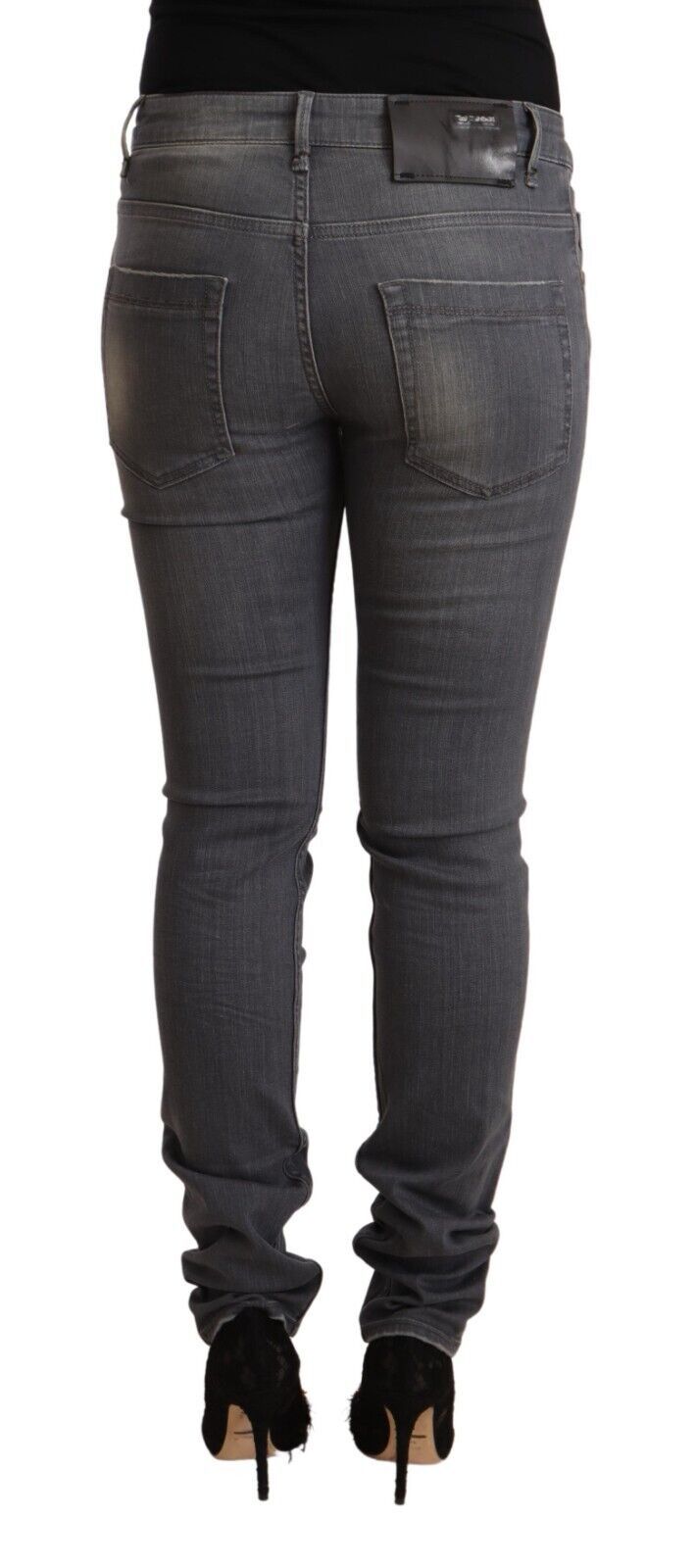 Acht Dark Gray Washed Cotton Denim Skinny Women's Jeans