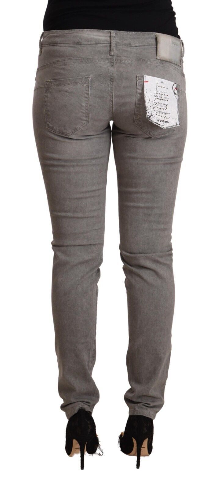 Acht Gray Cotton Low Waist Skinny Push Up Denim Women's Jeans
