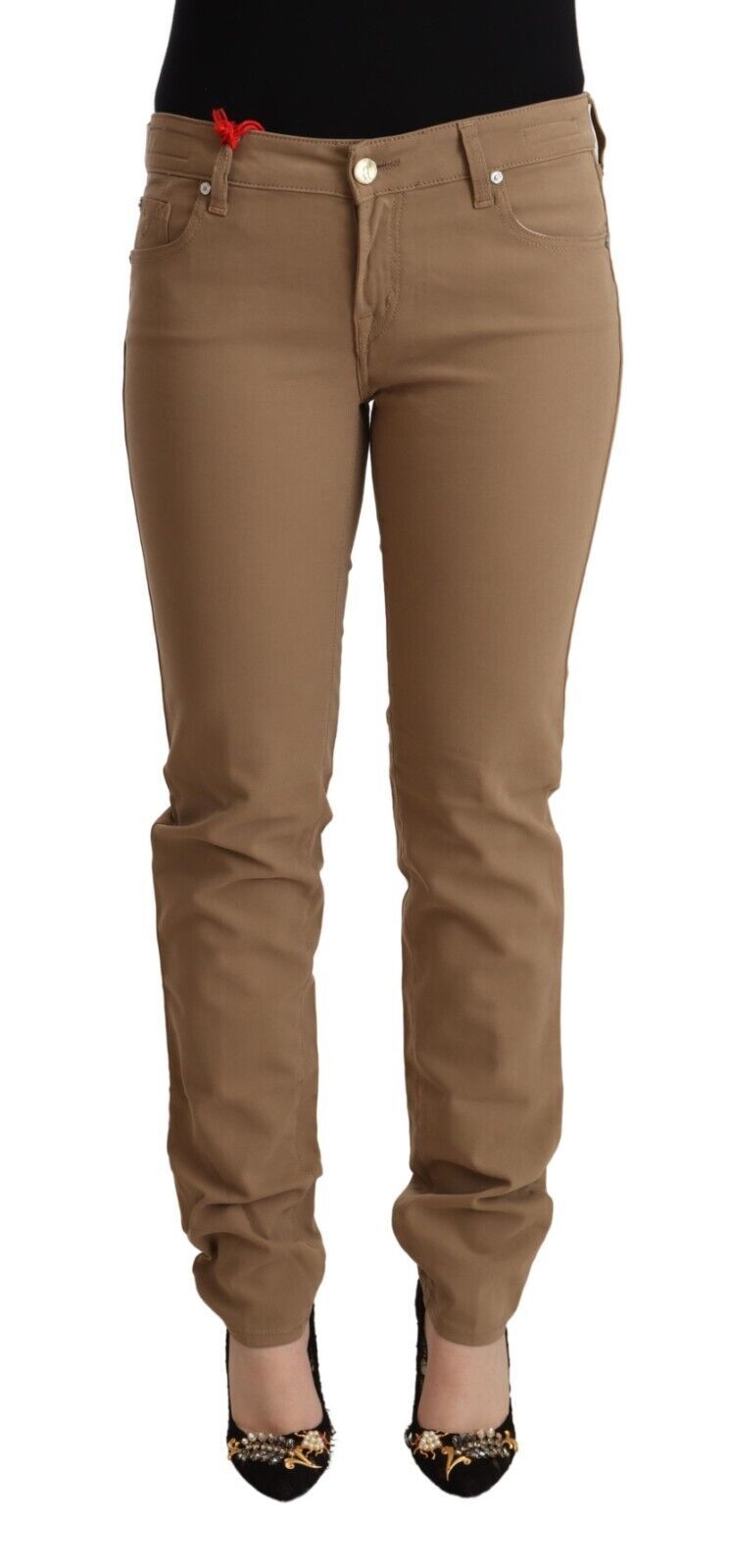 Jacob Cohen Brown Cotton Stretch Mid Waist Skinny Women's Pants