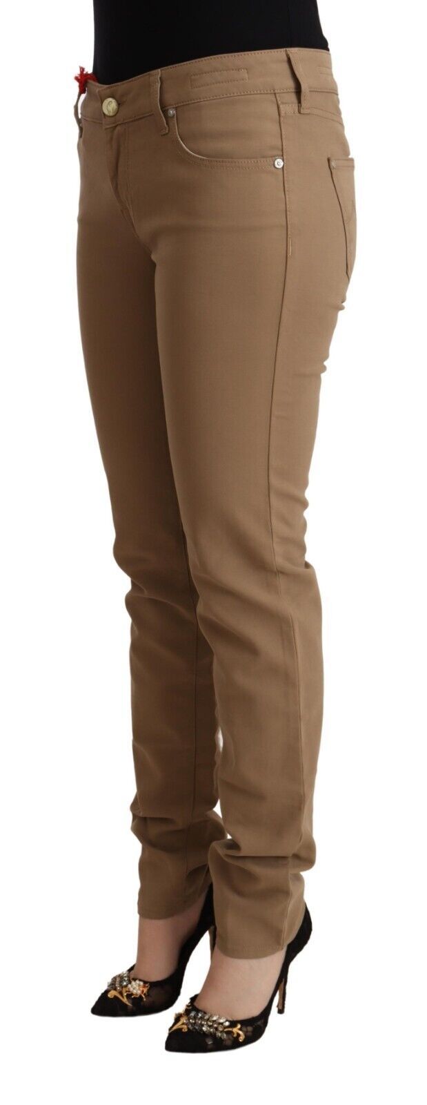 Jacob Cohen Brown Cotton Stretch Mid Waist Skinny Women's Pants