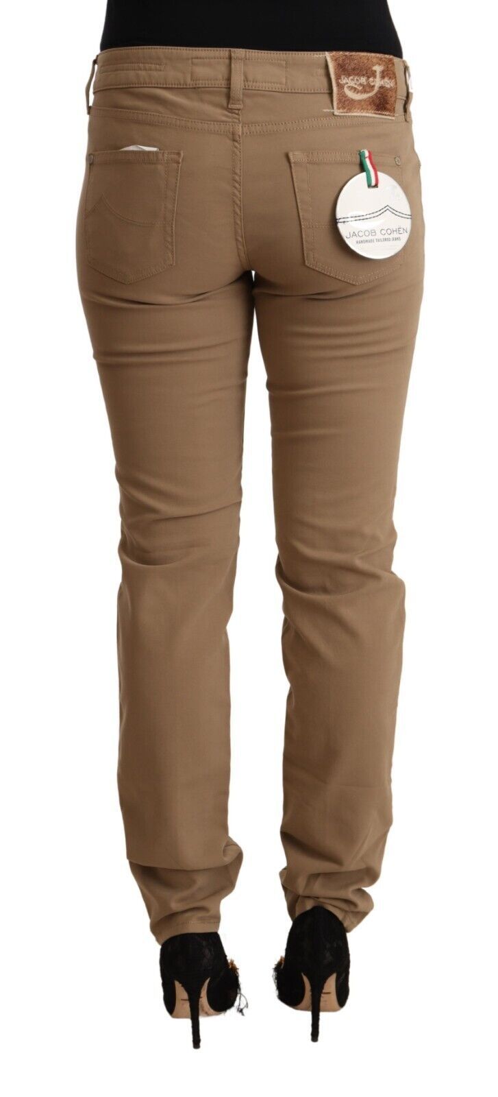 Jacob Cohen Brown Cotton Stretch Mid Waist Skinny Women's Pants