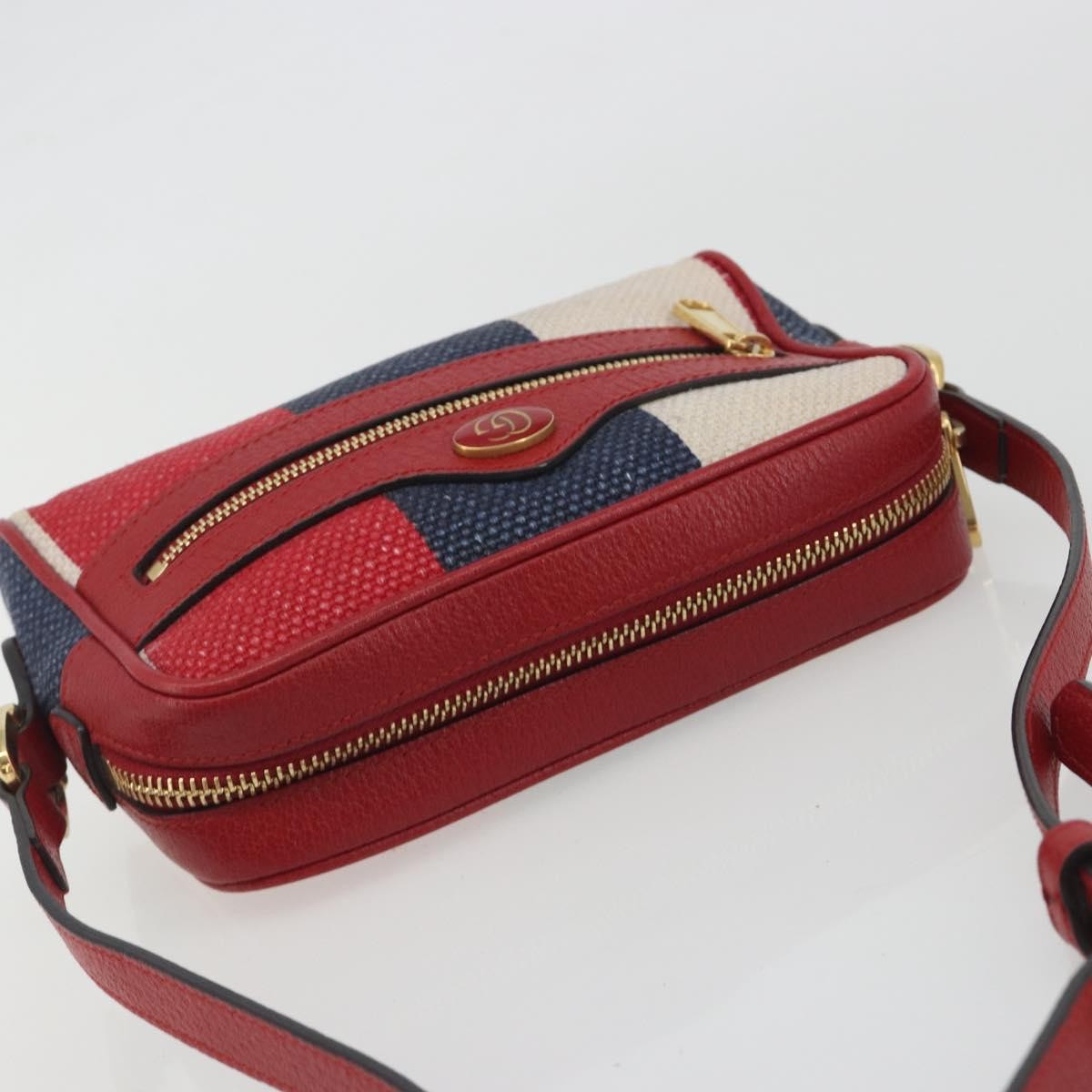 Gucci Ophidia Striped Canvas Red Canvas Shoulder Bag Bag (Pre-Owned)