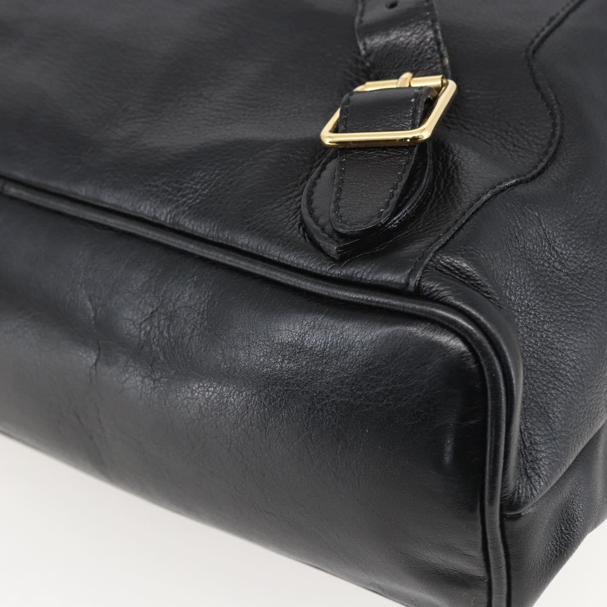 Gucci Vintage Bamboo Leather Black Leather Backpack Bag (Pre-Owned)