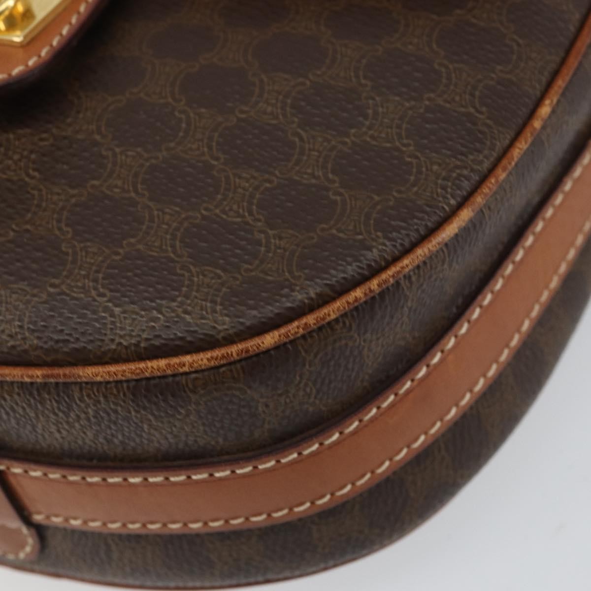 Celine Vintage Macadam Canvas And Leather Brown Canvas Shoulder Bag Bag (Pre-Owned)