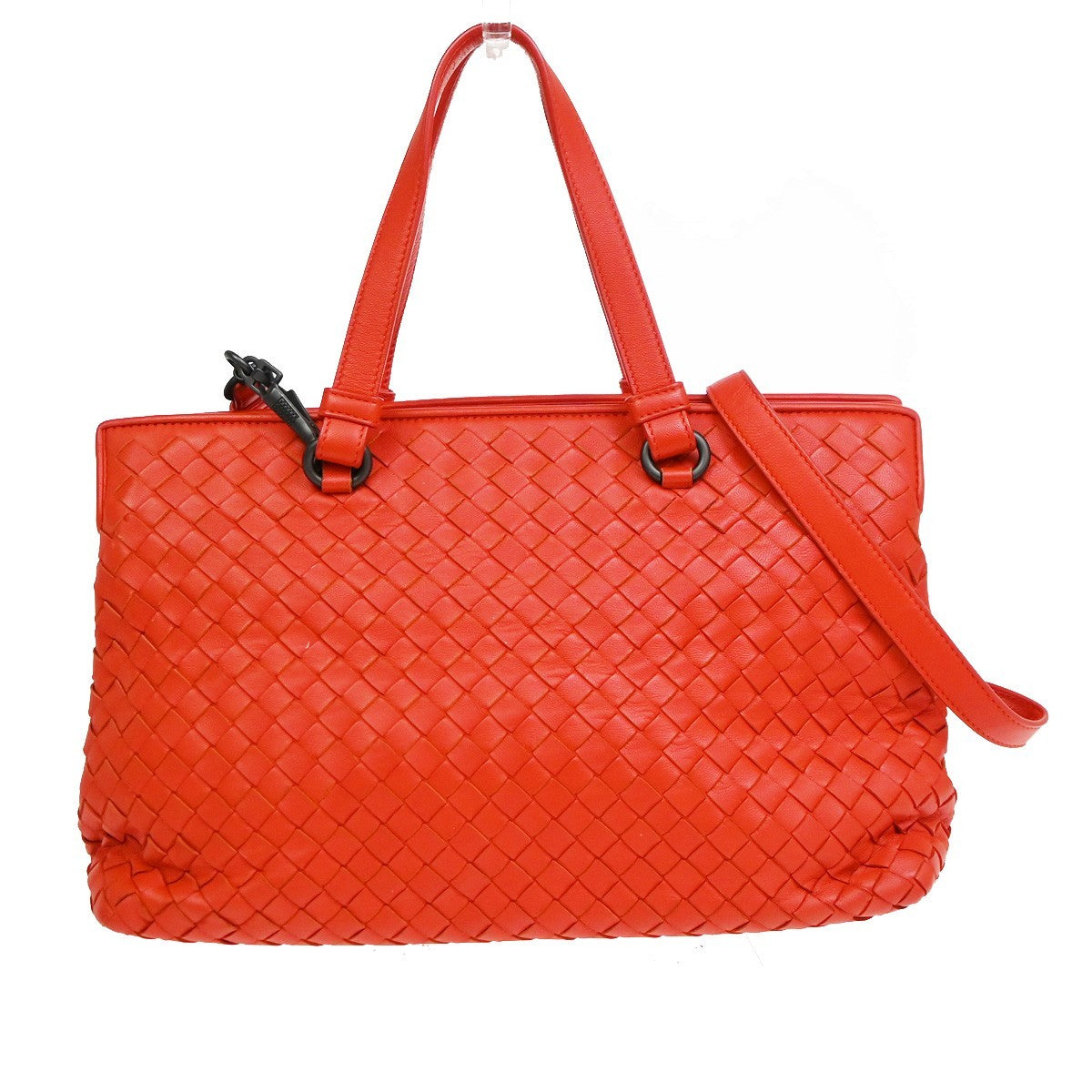 Bottega Veneta 2-Pocket Convertible Intrecciato Nappa Red Leather Tote Bag Bag (Pre-Owned)