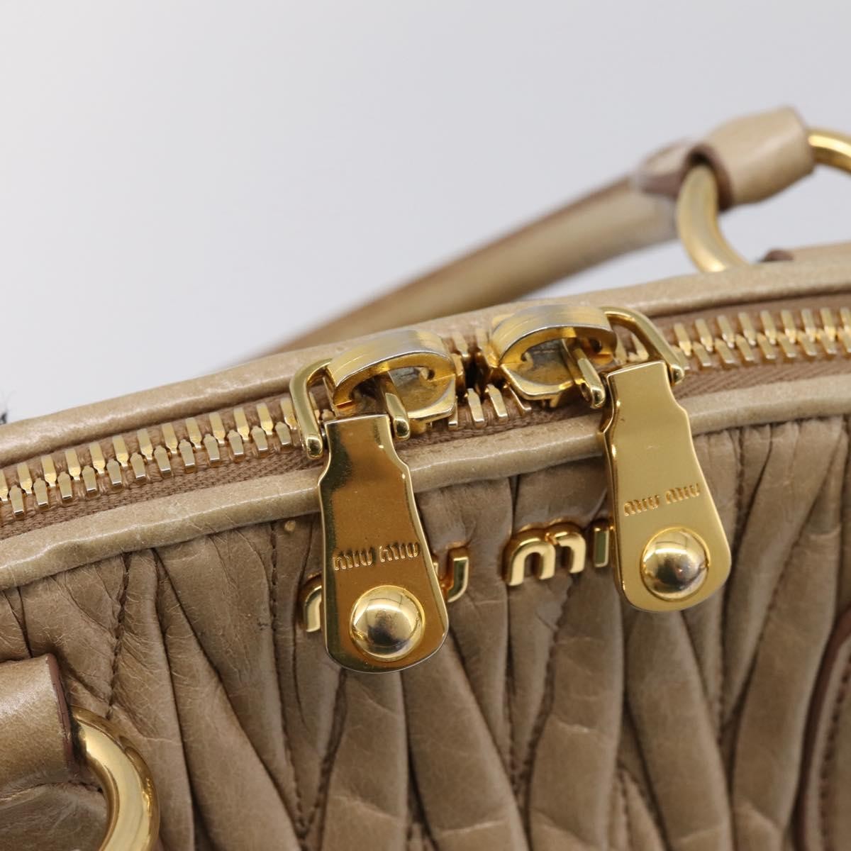 Miu Miu Convertible Dome Satchel Matelasse Leather Beige Leather Handbag (Pre-Owned)
