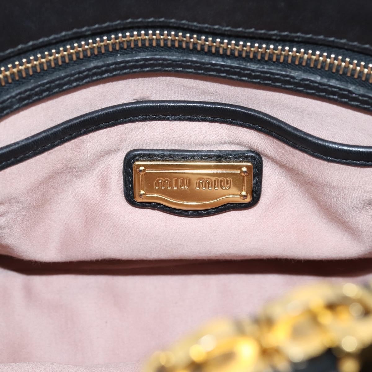 Miu Miu Madras Bowler Matelasse Leather Black Leather Handbag (Pre-Owned)