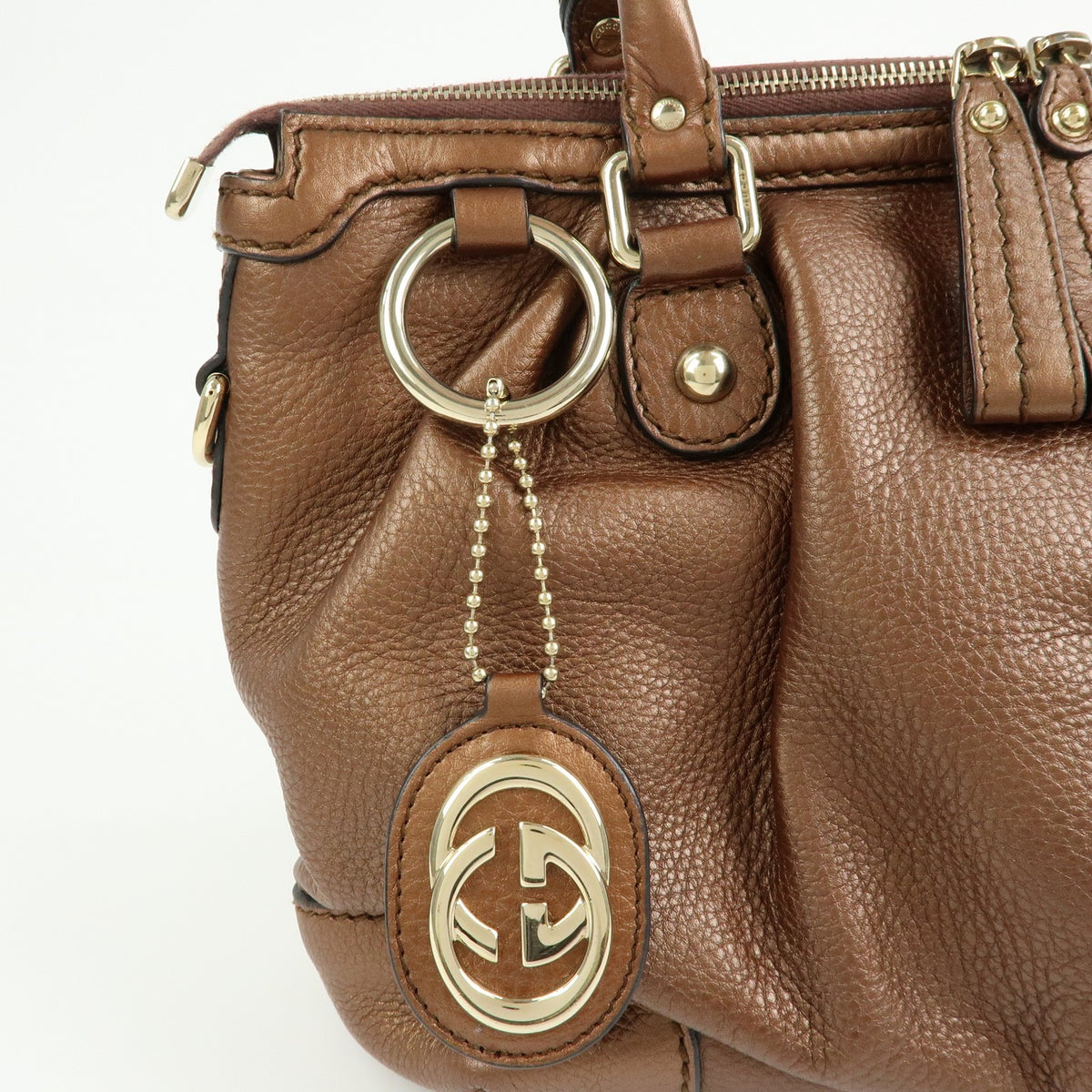 Gucci Sukey Top Handle Satchel Leather Brown Leather Handbag (Pre-Owned)