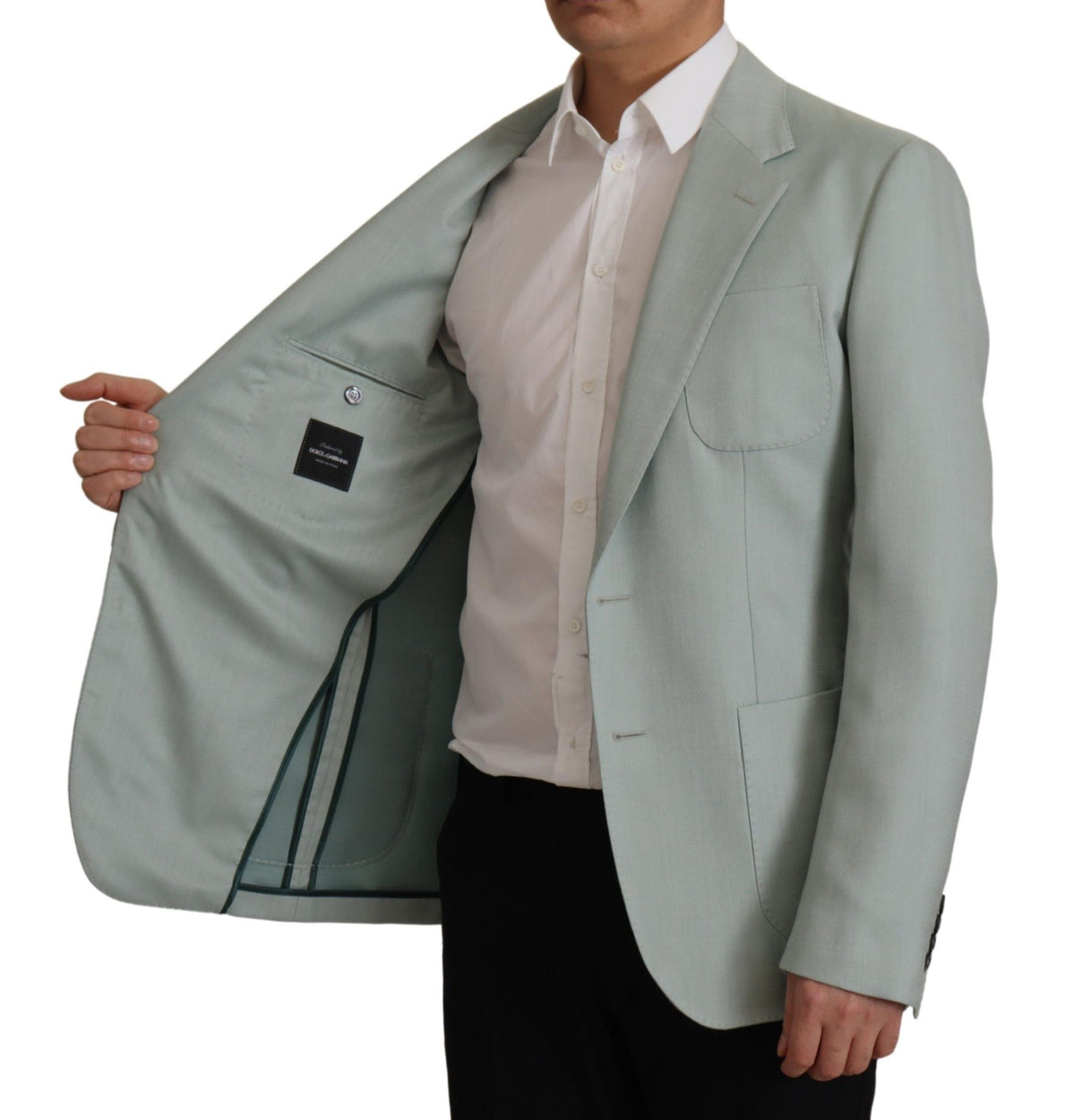 Dolce & Gabbana Light Green Cashmere Silk Men's Blazer