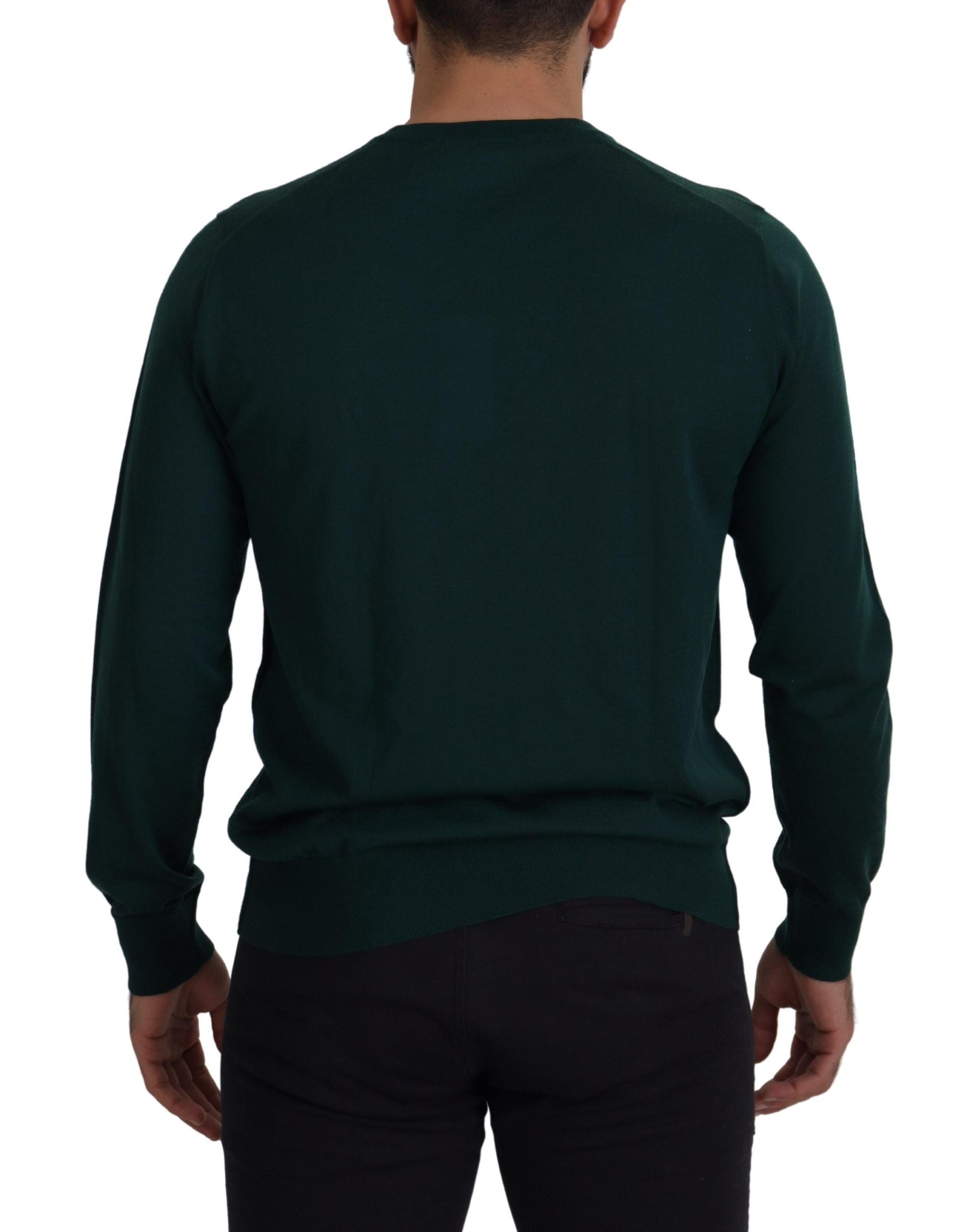 Dolce & Gabbana Green Cashmere Crewneck Pullover Men's Sweater
