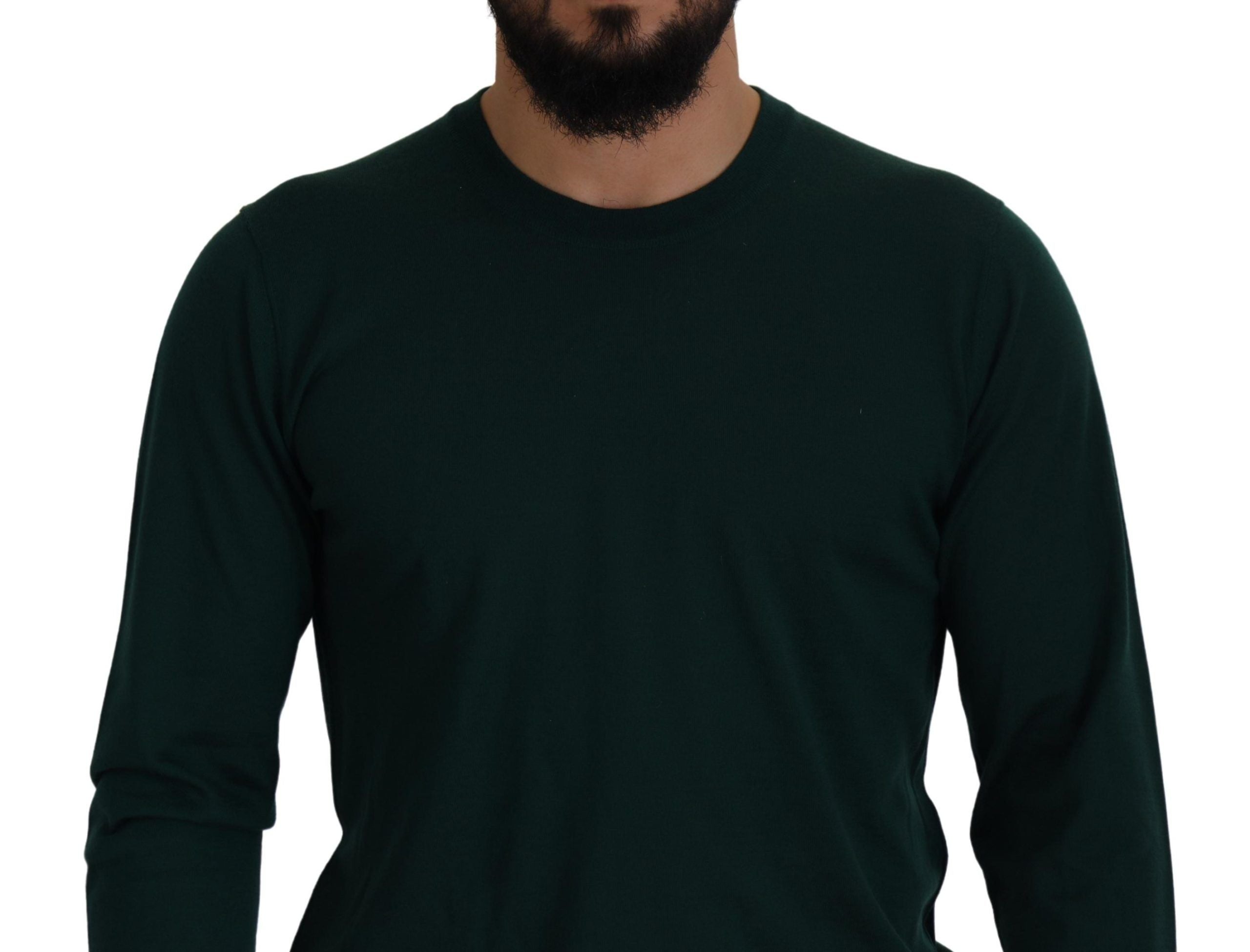 Dolce & Gabbana Green Cashmere Crewneck Pullover Men's Sweater
