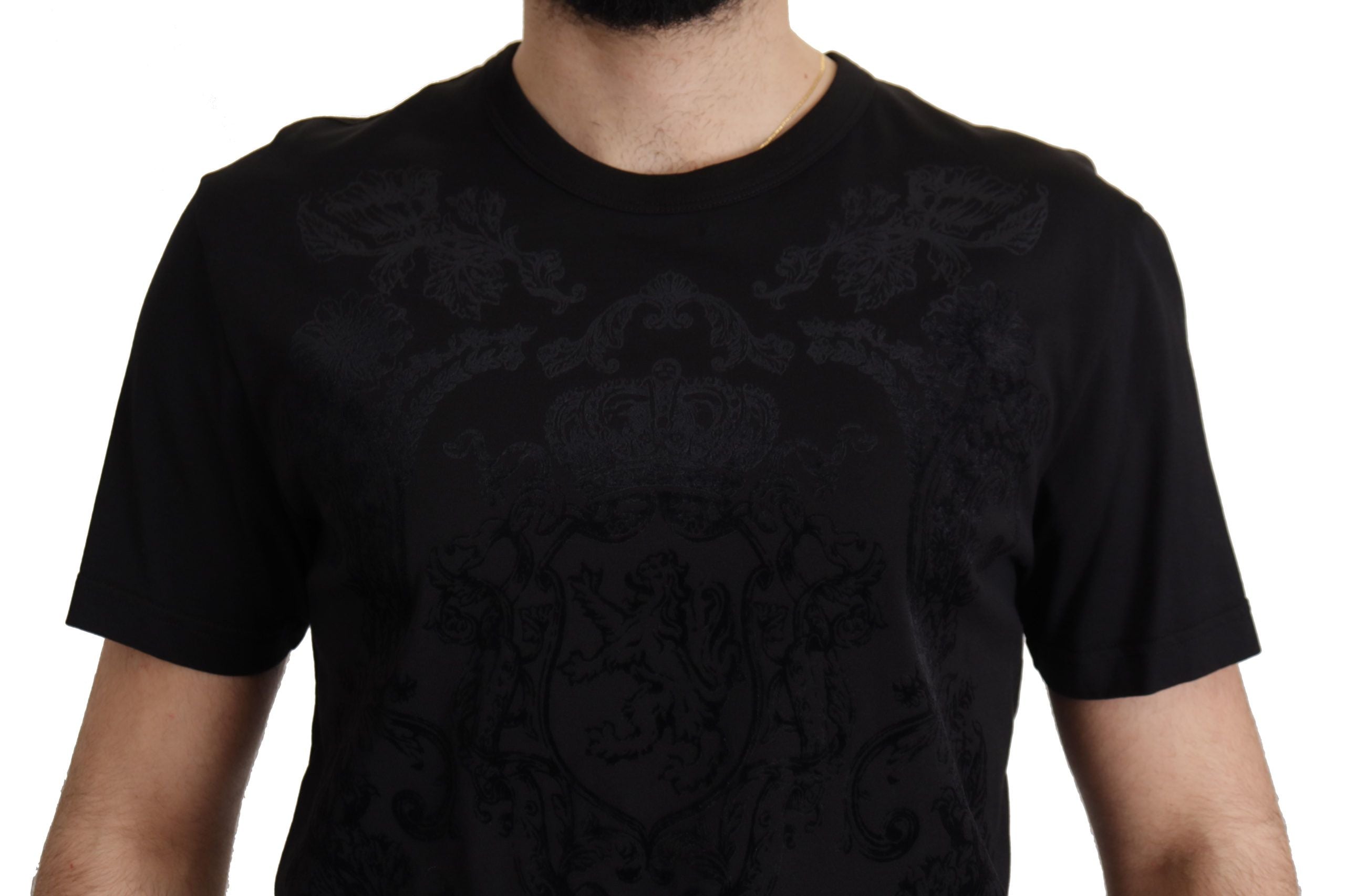 Dolce & Gabbana Black DG Baroque Cotton Crewneck Men's T-shirt