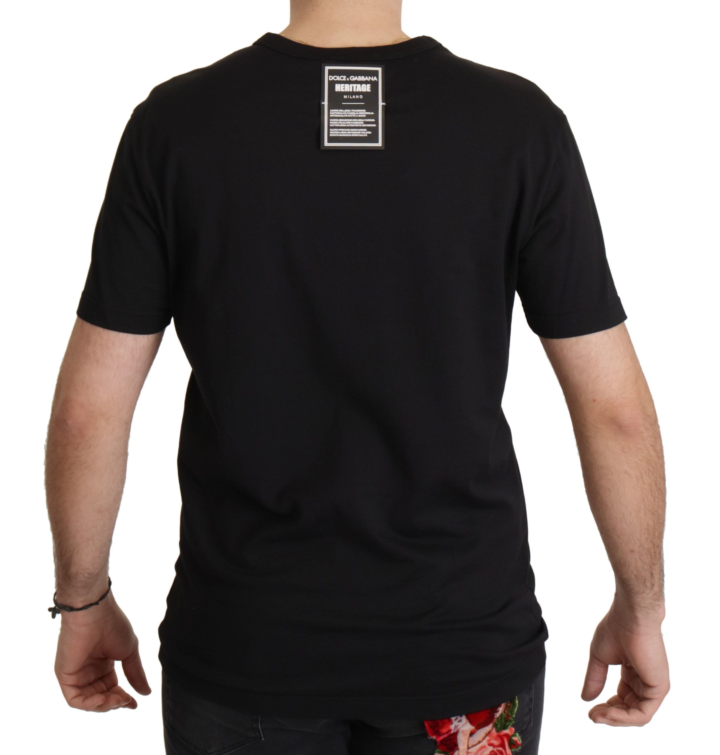 Dolce & Gabbana Black DG Baroque Cotton Crewneck Men's T-shirt