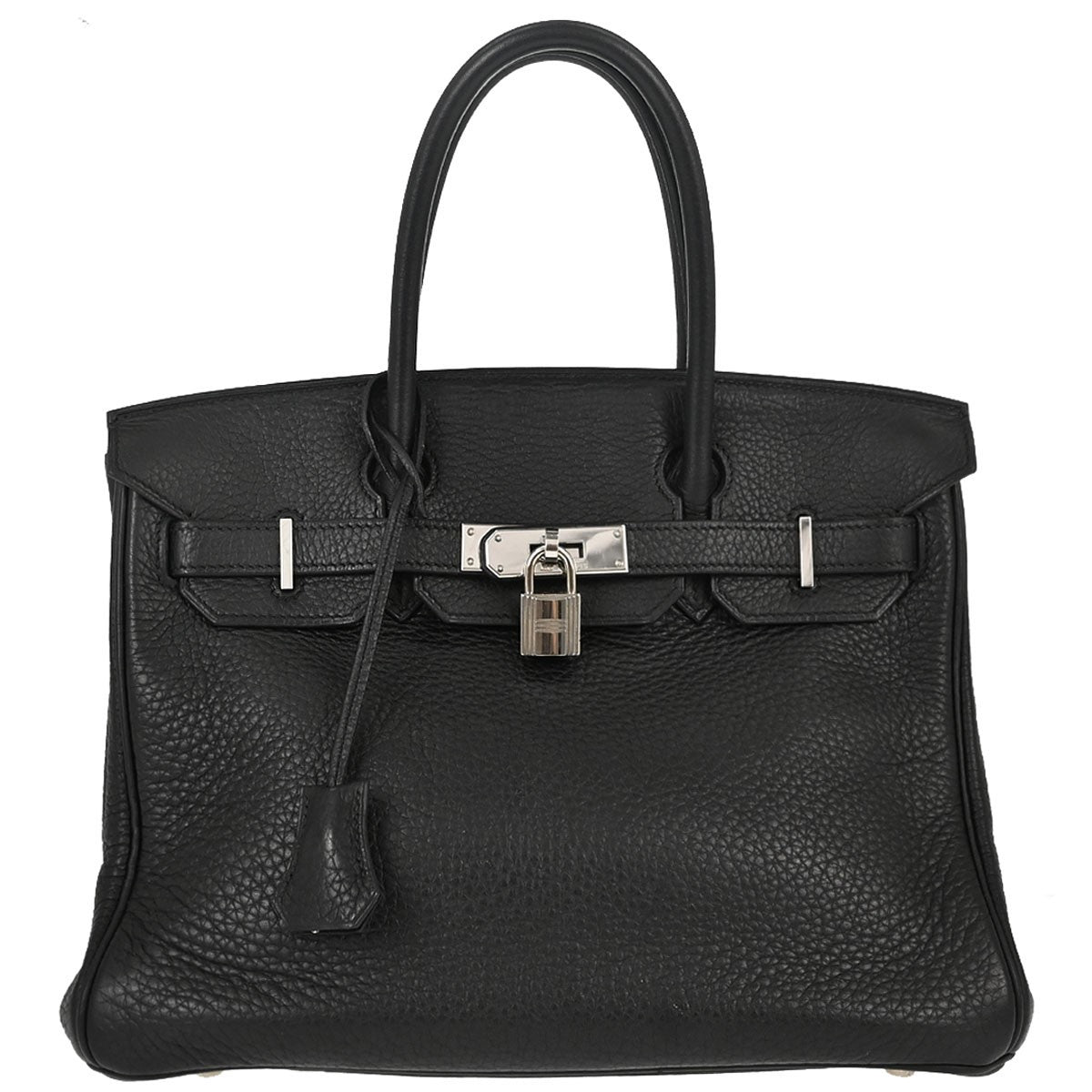 Hermes Birkin Black Clemence With Palladium Hardware Black Leather Handbag (Pre-Owned)