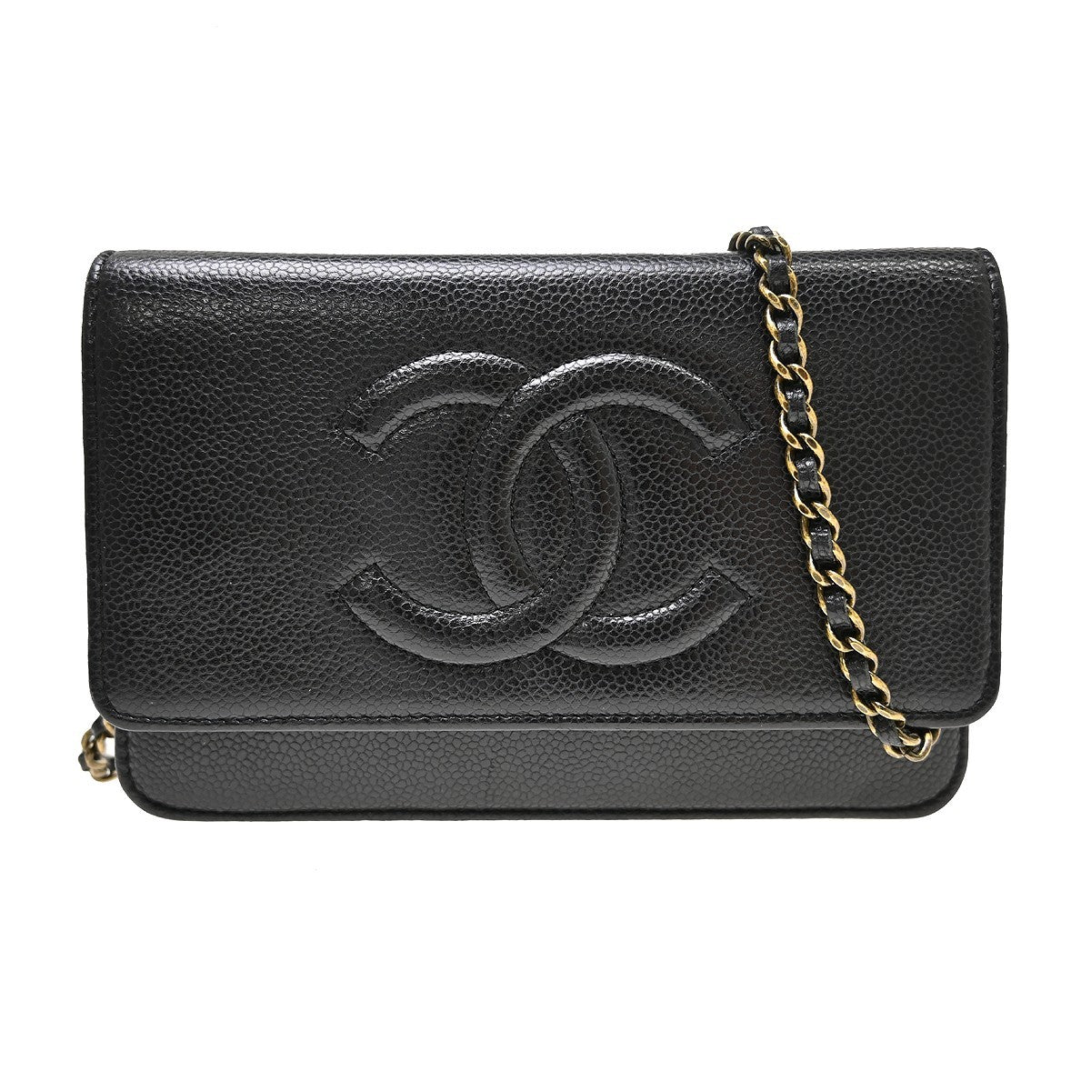 Chanel Wallet On Chain Caviar Black Leather Clutche & Pouche Bag (Pre-Owned)