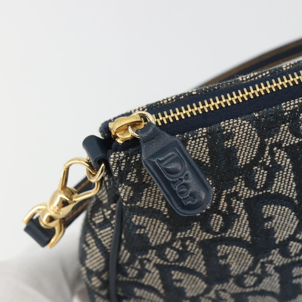 Christian Dior Vintage Saddle Diorissimo Canvas Navy Canvas Shoulder Bag Bag (Pre-Owned)