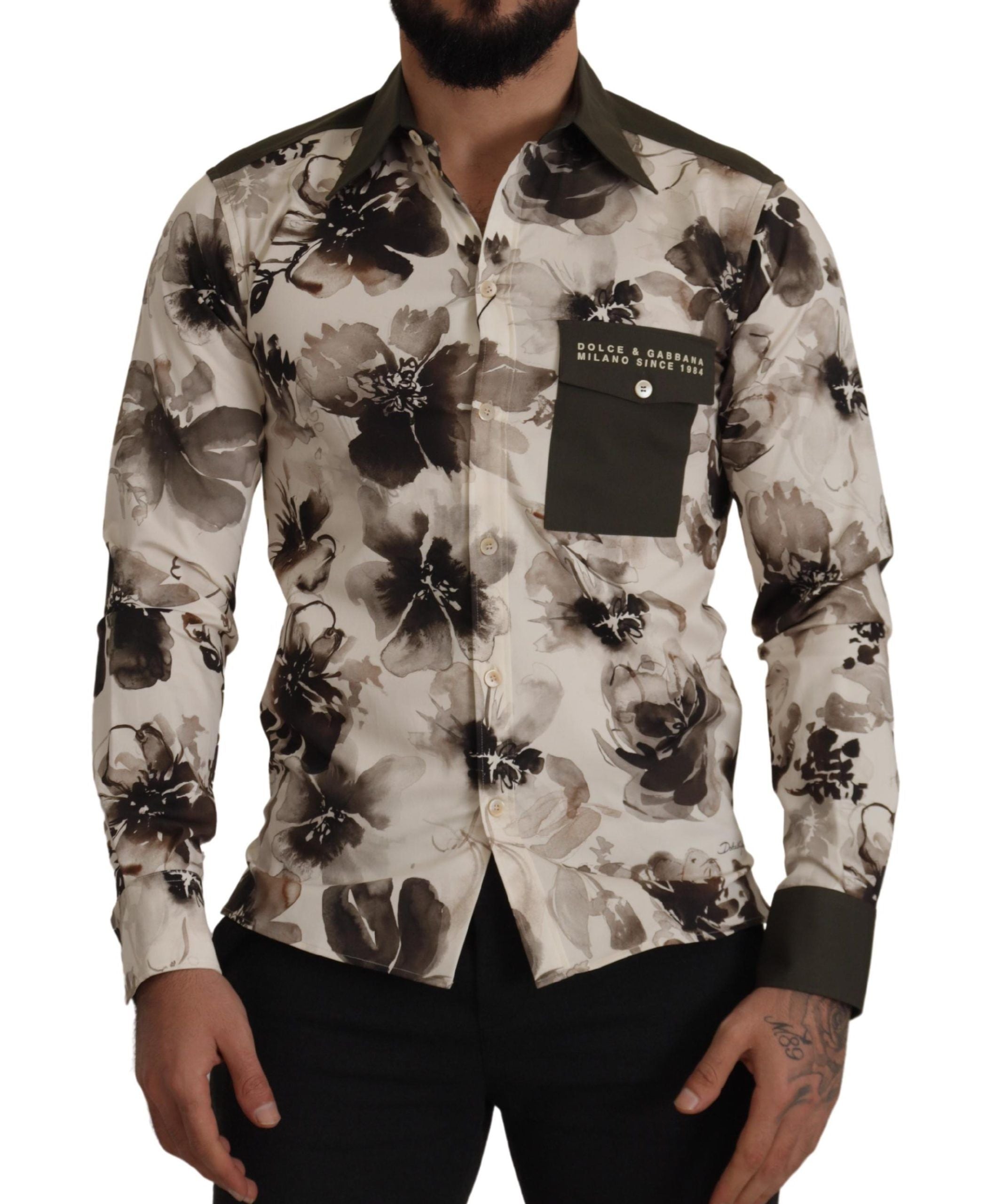 Dolce & Gabbana Floral Print Casual Cotton Men's Shirt
