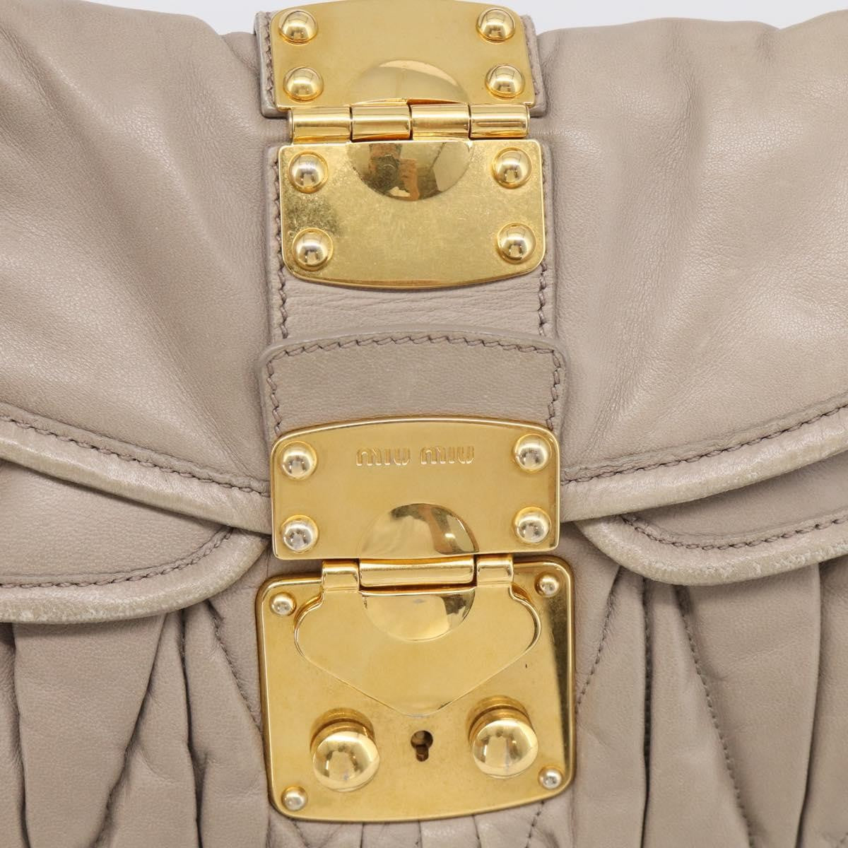 Miu Miu Coffer Hobo Matelasse Leather Beige Leather Handbag (Pre-Owned)