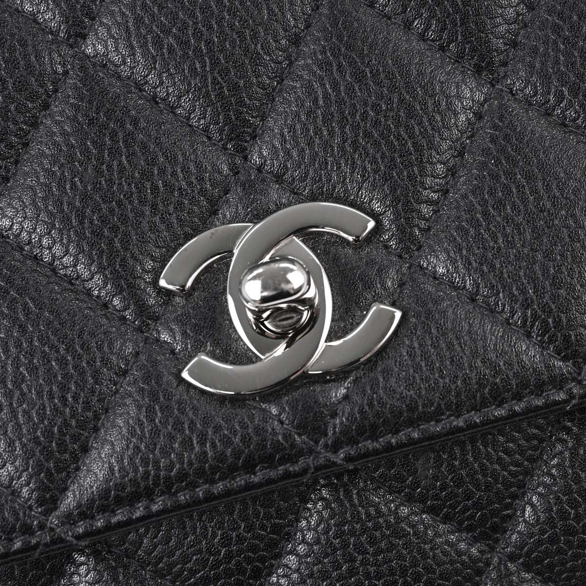 Chanel Vintage Classic Top Handle Flap Quilted Caviar Black Calfskin Handbag (Pre-Owned)
