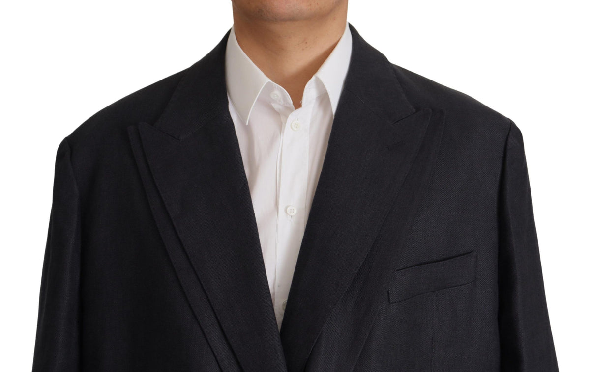 Dolce & Gabbana Blue Linen Formal Mens Blazer Men's Jacket